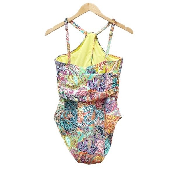 NWT Bleu Rod Beattie Paisley Print Halterneck One-Piece Swimsuit Size 10 NEW - Picture 3 of 14
